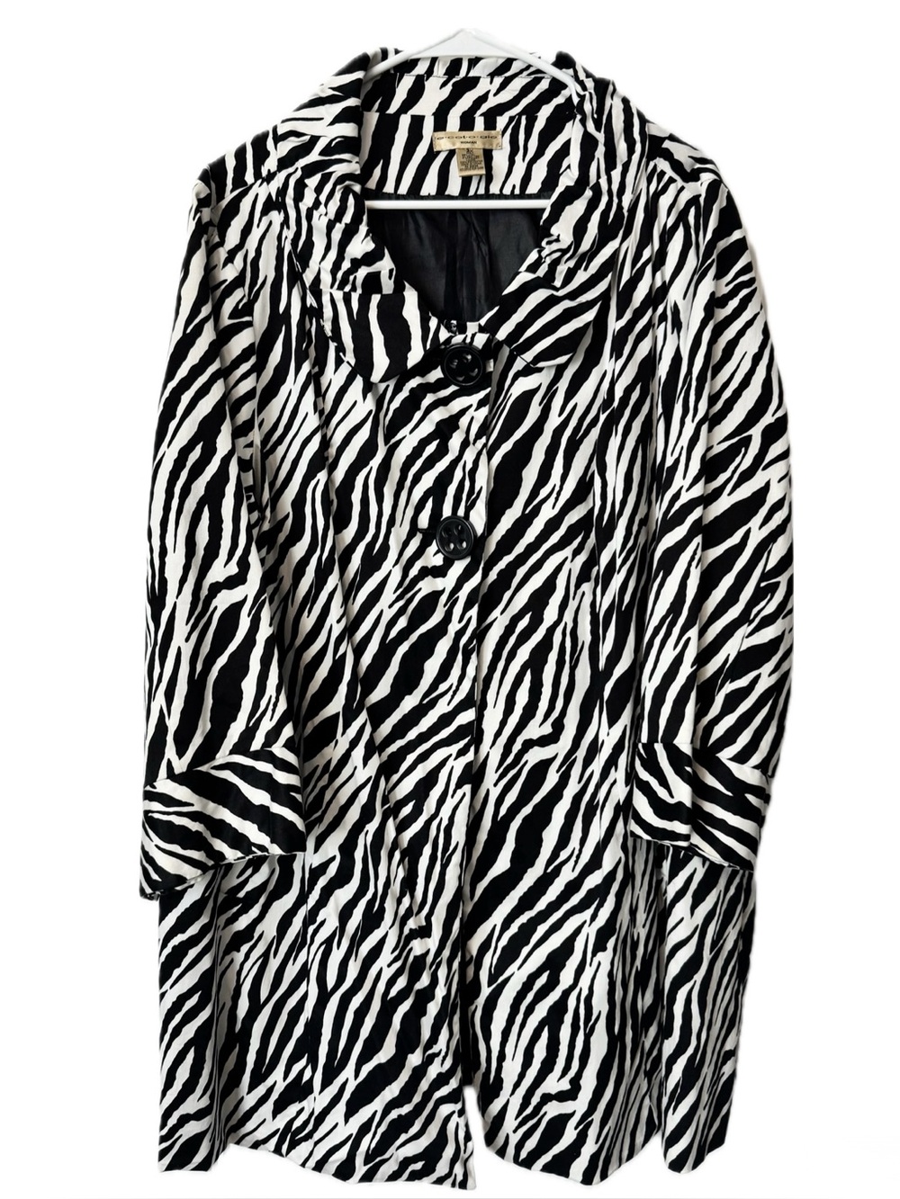 Ecologie Zebra Print Jacket Blazer Black White Statement Coat Size 2X